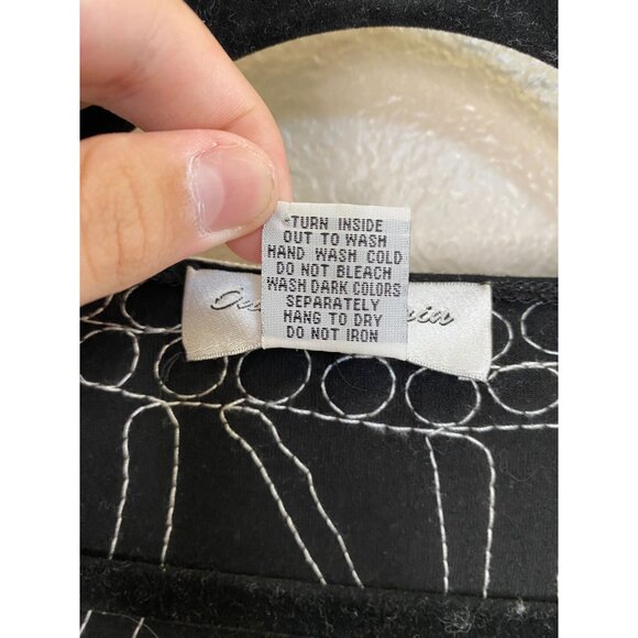 Once 1 Again Plus Embroidered Black 3/4 Sleeve Top Size 1X Pink & White Accents - Picture 4 of 6